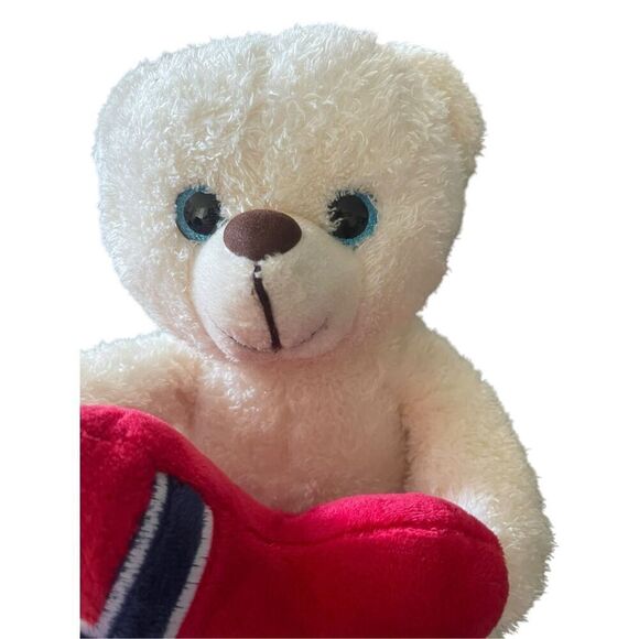 Way Nor Polar Bear With Flag Heart Stuffed Plush Doll - Picture 4 of 13